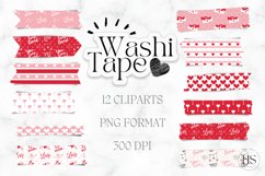 12 Digital Valentine's Day Washi Tape, Heart Stickers Product Image 1