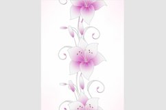 Seamless vertical pattern with pink lilies.