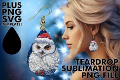 Christmas Owl Embroidered Circle for Teardrop Earrings Product Image 1