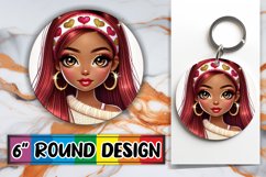 Whimsical Keychain Circle Sublimation, Love Girl Product Image 1