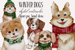 Cute winter dogs watercolor clipart png Product Image 1