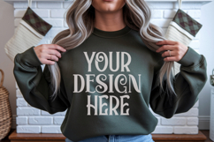 Forest Green Gildan 18500 Sweatshirt Mockup, Unisex mockups Product Image 1