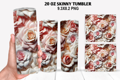 3D Flower Skinny Tumbler 20oz Wrap Design,Flowers Tumble PNG Product Image 1