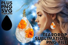 Lily Breeze: Sublimation Teardrop Earrings Designs Art PNG Product Image 1
