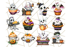 Ghost Café PNG Clipart, Cute Ghost Baristas Halloween Treats Product Image 4