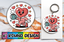 Blissful Circle Coaster Sublimation PNG, Valenines Heart Product Image 1