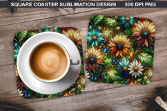 Flowers Coaster Sublimation, Spring Coaster PNG Design Product Image 1