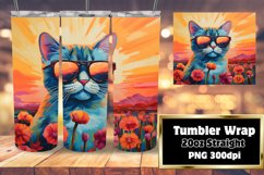 Cute Floral Kitty Tumbler Wrap for 20oz Product Image 1