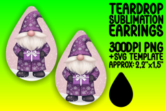 Stylish Teardrop Earrings Sublimation Template , Gnome Product Image 1