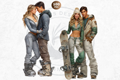 Alpine Winter Sports Fashion and Cabin Clipart PNG Set Product Image 10