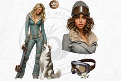 Alpine Winter Sports Fashion and Cabin Clipart PNG Set Product Image 12