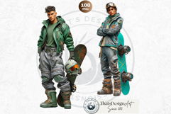 Alpine Winter Sports Fashion and Cabin Clipart PNG Set Product Image 19