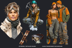 Alpine Winter Sports Fashion and Cabin Clipart PNG Set Product Image 3
