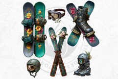 Alpine Winter Sports Fashion and Cabin Clipart PNG Set Product Image 6