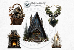 Alpine Winter Sports Fashion and Cabin Clipart PNG Set Product Image 7