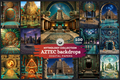 Aztec Temple Backdrops, Ancient Mythology Backgrounds Product Image 1