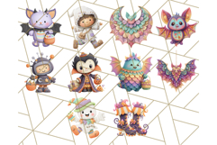 Kawaii Halloween Clipart Cute Kids and Candy Elements Png Product Image 8