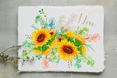 Watercolor Bouquet of Sunflowers Summer.Watercolor Clipart. Product Image 4