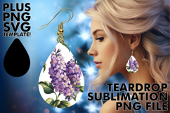 Timeless Teardrop Earrings Art PNG, Flower Pattern Product Image 1