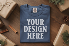 Blue Jean Comfort Colors 1717 Christmas Folded T-Shirt Mock Product Image 1