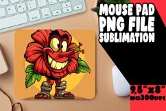 Sunny Retro Bouquet: Mouse Pad Smiling Flower Sublimation Product Image 1