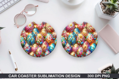 Bright Egg Car coaster sublimation, Easter Coaster PNG Product Image 1