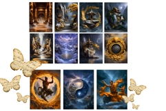 119 Chinese Fantasy Backdrops for Junk Journaling Product Image 14