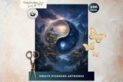 119 Chinese Fantasy Backdrops for Junk Journaling Product Image 15