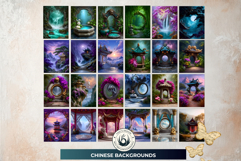 119 Chinese Fantasy Backdrops for Junk Journaling Product Image 8