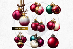 Christmas Baubles Clipart, Festive Holiday Ornaments PNG Product Image 13
