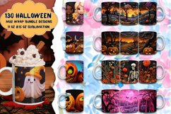 130 Halloween Mug Wrap Bundle, 3D Ghost Sublimation PNG Product Image 1