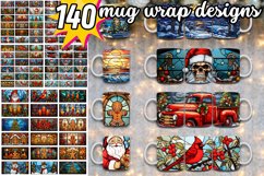 140 Christmas Mug Wrap Bundle, Santa Claus PNG, Winter Mug Product Image 1