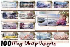 100 Winter Mug Wrap Bundle, Christmas Sublimation PNG, Snow Product Image 1
