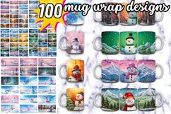 100 Snowman Mug Wrap Bundle, Christmas Sublimation, Winter Product Image 1