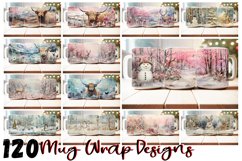 120 Flower Mug Wrap Bundle, Floral Sublimation PNG, Snowman Product Image 1