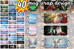 40 Christmas Mug Wrap Bundle, Holiday Mug Sublimation, Santa Product Image 1