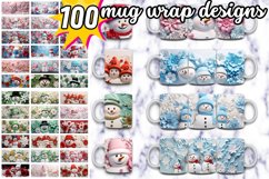 100 3D Snowman Mug Wrap Bundle, Christmas PNG, Winter Mug Product Image 1