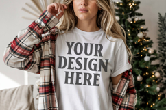 Christmas Comfort Colors 1717 White T-Shirt Mockup Real Product Image 1