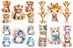 100 Cute Animals Bundle Watercolor Clipart