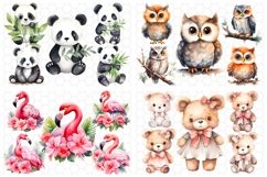 100 Cute Animals Bundle Watercolor Clipart