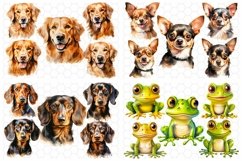 100 Cute Animals Bundle Watercolor Clipart