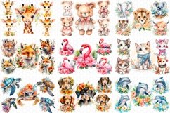 100 Cute Animals Bundle Watercolor Clipart