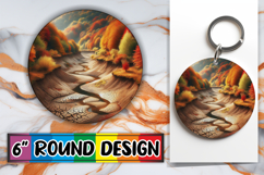 Joyful Circle Keychain Sublimation PNG, Autumn Product Image 1