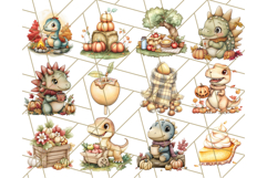 Fall Dinosaur PNG Clipart with Autumn Elements, Cute Dino Product Image 4