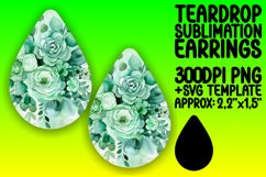 Teardrop Earring Sublimation Design - Colorful Flowers Product Image 1