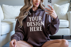 Dark Chocolate Gildan 18500 Hoodie Sweatshirt Mockup, 185 mo Product Image 1