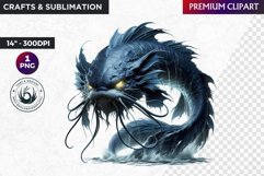 Dark Namazu clipart, Mythological Creature, Fantasy clipart Product Image 1