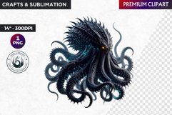 Dark Kraken clipart, Mythological Creature, Fantasy clipart Product Image 1