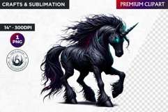 Dark Unicorn clipart, Mythological Creature, Fantasy clipart Product Image 1