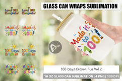 100 Days Crayon Fun Quotes Glass Can Product Image 1